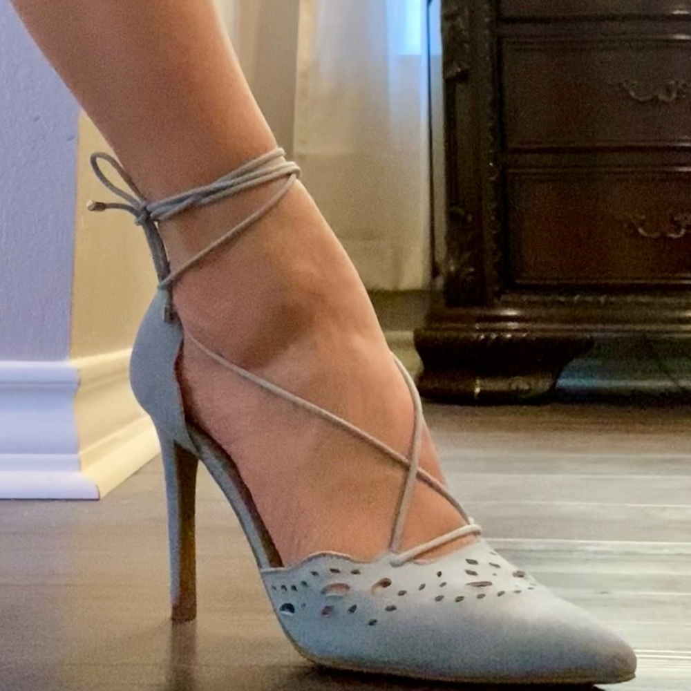 Elegant Blue Lace-Up Christian Siriano Heels